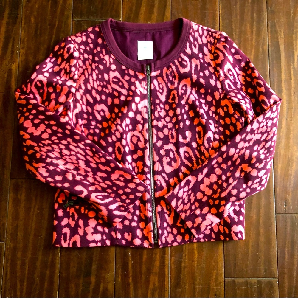 ❤️ Ladies Gap Fuchsia Pink and Light Fuschia Leopard Blazer. Medium.